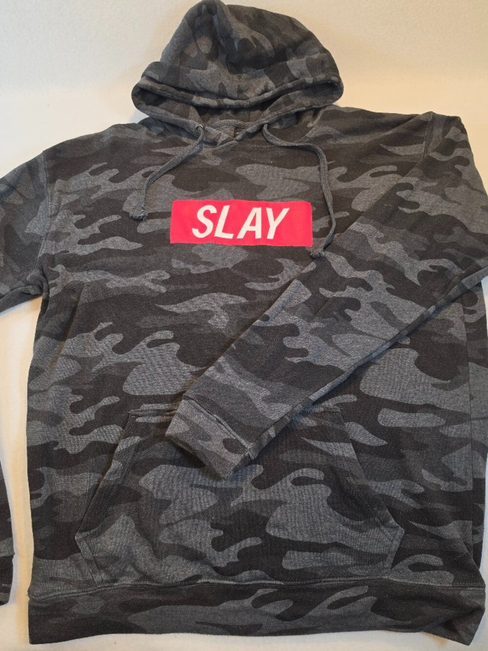 J. America Camo "Slay" Box Logo Pullover Hoodie 2XL